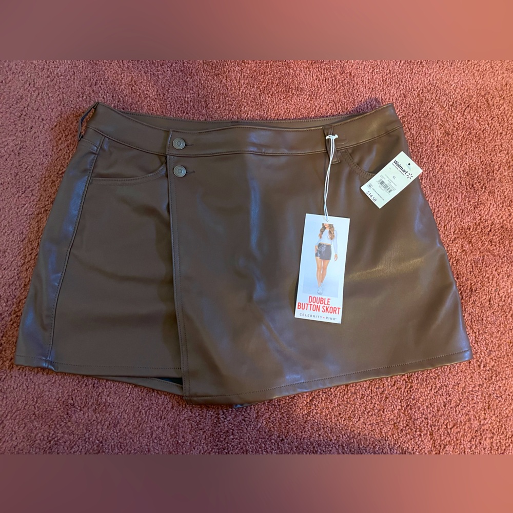Brown Leather Skort